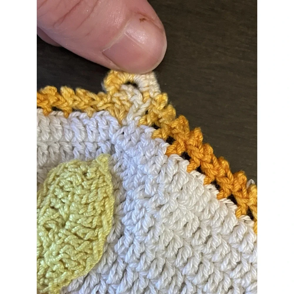 Set of 2 Crochet Hot Pads Trivets Floral Handmade Farmhouse Kitchen Decor